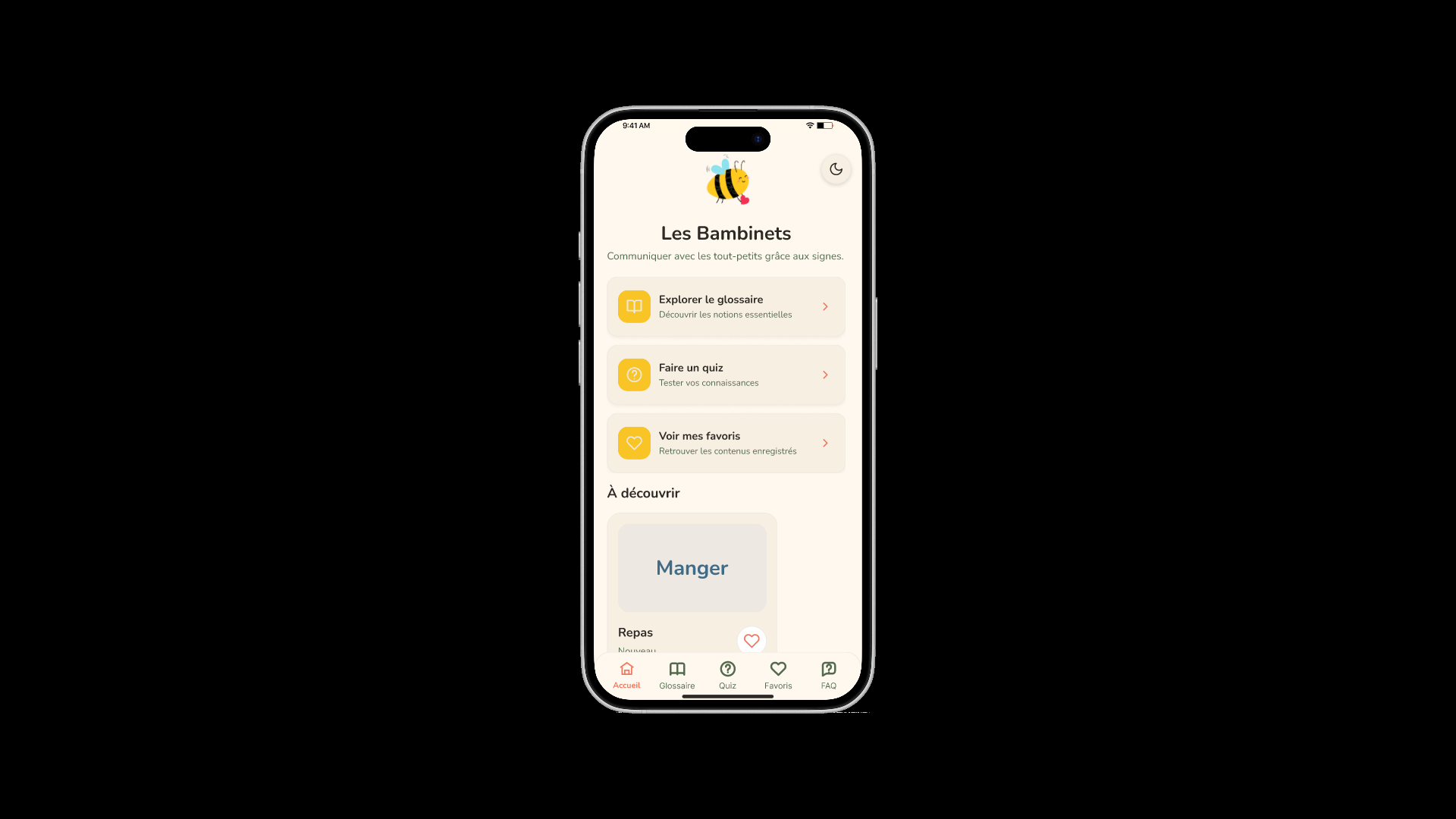 Prototype de l’application Les Bambinets
